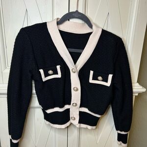 Elegant Black and Cream Cardigan